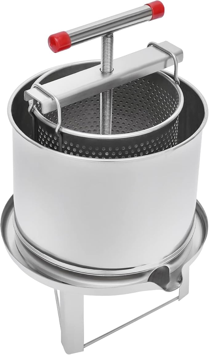 Manual Bee Honey Extractor, 530 Oz Stainless Steel Fruit Extractors Utility Press Extractors with Mesh & Splash-Proof Bucket Beekeeping Supplies Wine Making Equipment for Farms, Beehives