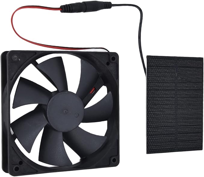Solar Powered Exhaust Fan Kit 3W Waterproof Panel Fan Household Ventilation Fans for Poultry Chicken Coop Greenhouse Dog Shed Pet Houses Window