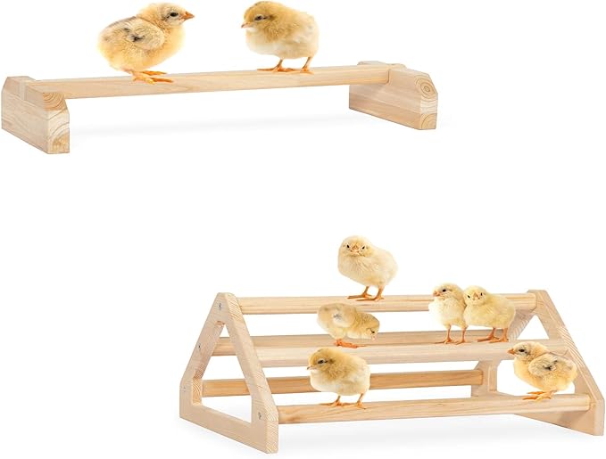 PETSFIT Chick Roosting Bar Prevent Rotation Design, Solid Wooden Thicken Rooster Perch for Coop and Brooder for Birds, Baby Chicks