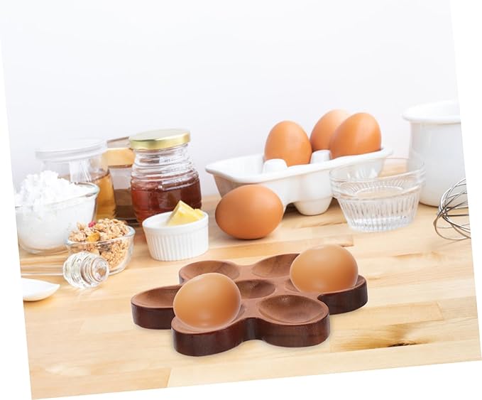 Egg Storage Basket Wooden Organizer Rustic Kitchen Storage Rack for Countertop Decor