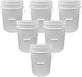 5 Gallon Bucket Only | Made in USA | Food Grade | Durable 90 Mil All Purpose Pail | BPA Free | Premium HPDE | Easy Stack and Store | Lids Not Included (Natural, 6)