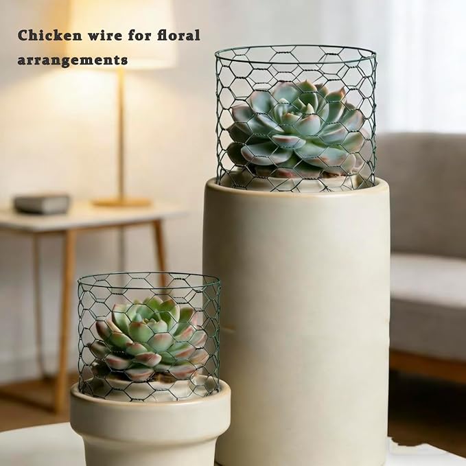 2Pcs Floral Chicken Wire for Floral Arrangements for Reinforce Chicken Wire Fencing 4 x 118 Inch Hexagonal Galvanized Mesh Fence Includes Gloves Ties & Cutter