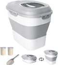 20-50 Lbs Food Storage Container With Wheel, Airtight Locking Lid, Collapsible Rice Container, Flour Storage With Small Container and Scoop, Suitable for Pet Food