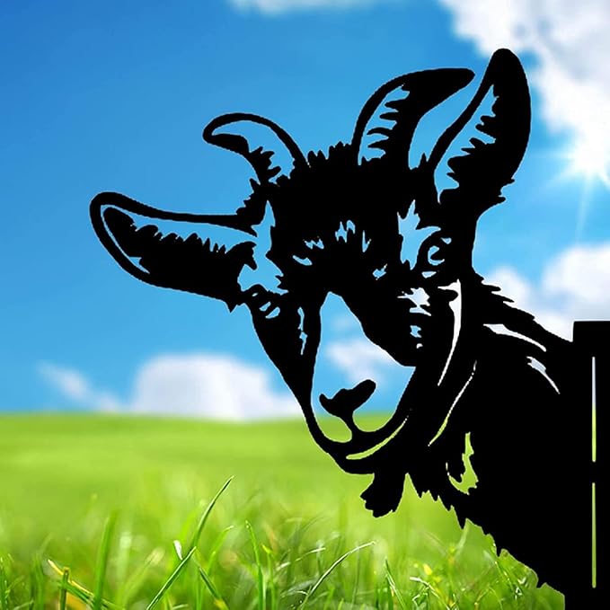 Farm Peeping Sheep Metal Art Outdoor Decor Garden Fence Decoration, Farmhouse Backyard Hang Artwork Wall Decor, Outdoor Yard Patio Lawn Statue Gift for Loved Dad Grandpa (Sheep)