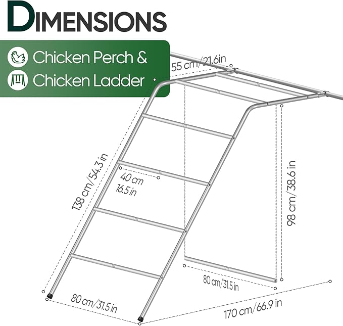 Chicken Perch for Coop with Swing,Chicken Roosting Bars with Large Ladder,Farm Chickens Toys,Perfect for Backyard Pet's Healthy & Happy,Easy to Assemble & Clean,Grey