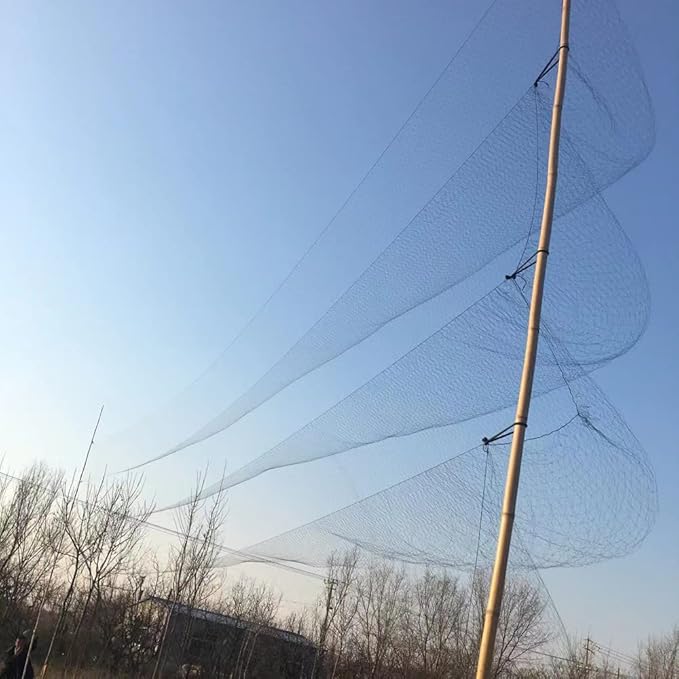 Mist Net Deep Pockets Nylon 110/2D 15mm Mesh Size Bird Netting,Invisible Net,Anti Wind System,Airport Bird Prevention (10x10 ft)