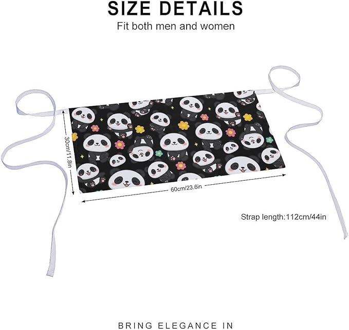 Unisex Apron for Cooking Server Waitress Half Waist Apron with 3 Pockets