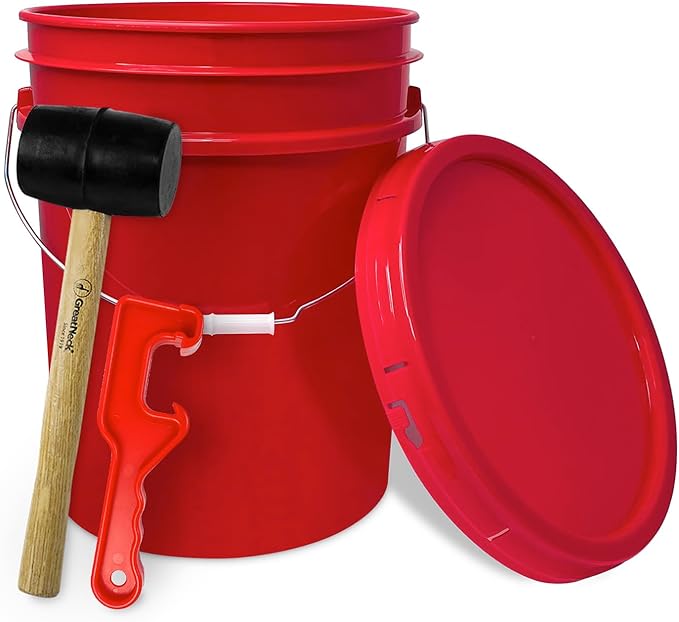 ePackageSupply 5 Gallon Plastic Bucket with Airtight Lid | Made in USA | Food Grade Bucket | BPA-Free | Heavy Duty 90 Mil All Purpose Pail | One 12" Rubber Mallet & One Lid Opener Included | 1 Pack