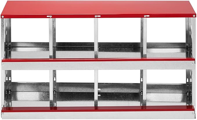 8 Compartment Chicken Nesting Boxes, Brooder Boxes Nest Box for Poultry, Heavy Hens Roosting Box with Protection, Ventilated Bottom, Durable Chicken Coop Easy to Install and Clean (Red)