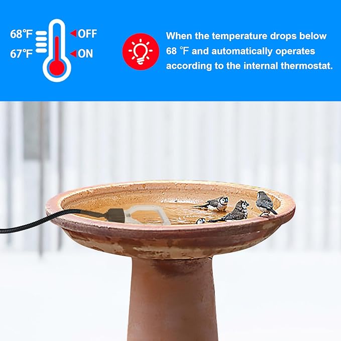 500W Bird Bath Heater, Storage Tank Heater, Cast Aluminum De-icer, Thermostation-Controlled Water Heater, for Winter Livestock, Poultry, Animals, Birds Drinking