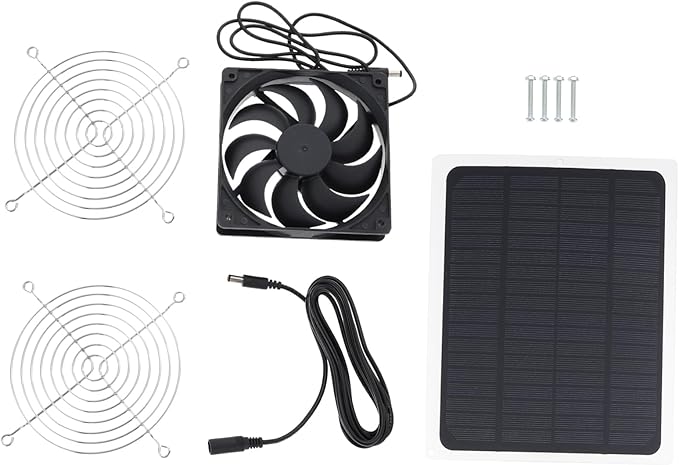 1Set Solar Powered Fan for Chicken Coop Small Doghouse Exhaust Fan for Summer Cooling for Pet House and Greenhouse Use