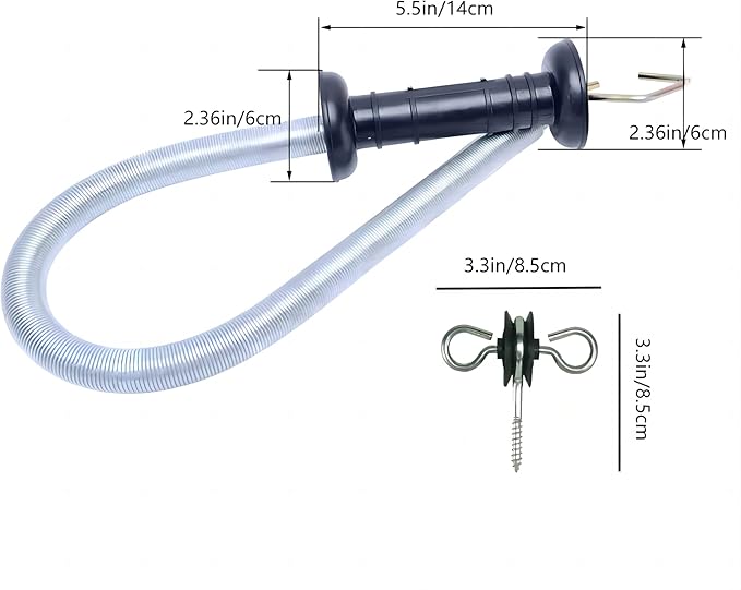 2 Set Electric Fence Gate Kit,Electric Fence Gate Handle with Spring,16.4 Ft Tension Spring