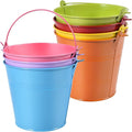 OBTANIM 7 Pack Colorful Metal Buckets with Handle Galvanized Ice Pails for Plants, Succulents, Party Favors Organizing, Rustic Home Decor or Classrooms Pencil Storage (5.1 x 3.6 inch)