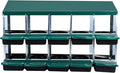 10 Compartment Metal Chicken Nesting Box, Automatic Roll-Out Egg Collection, Waterproof Galvanized Steel Laying Box, for Hens Ducks Rabbits, Green