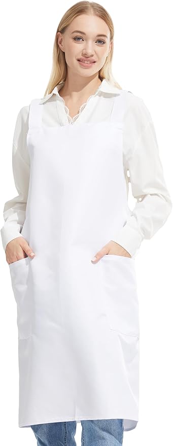 APRONNER Comfortable Water Repellent Cross Back Aprons for Women with Pockets for Cooking Kitchen Baking Adjustable Unisex