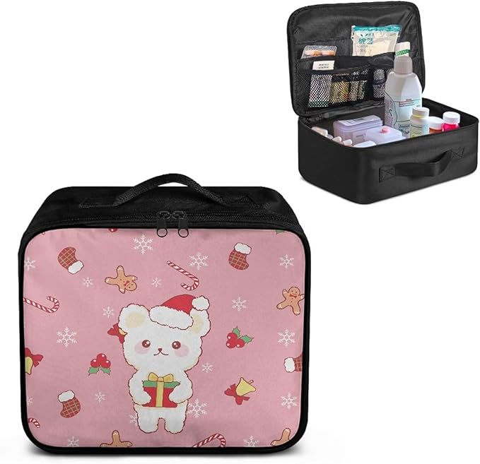 Rnyleeg Pink First Aid Bag Empty Christmas First Aid Kit for College Dorm Cute Emergency Medical Trauma Bag Travel First Aid Pouch