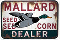 Mallard Duck Seed Corn Dealer tin sign Vintage Rustic Metal Sign Suitable for outdoor decoration, farmhouse garden bar 8 x 12 In, Easy to Hang