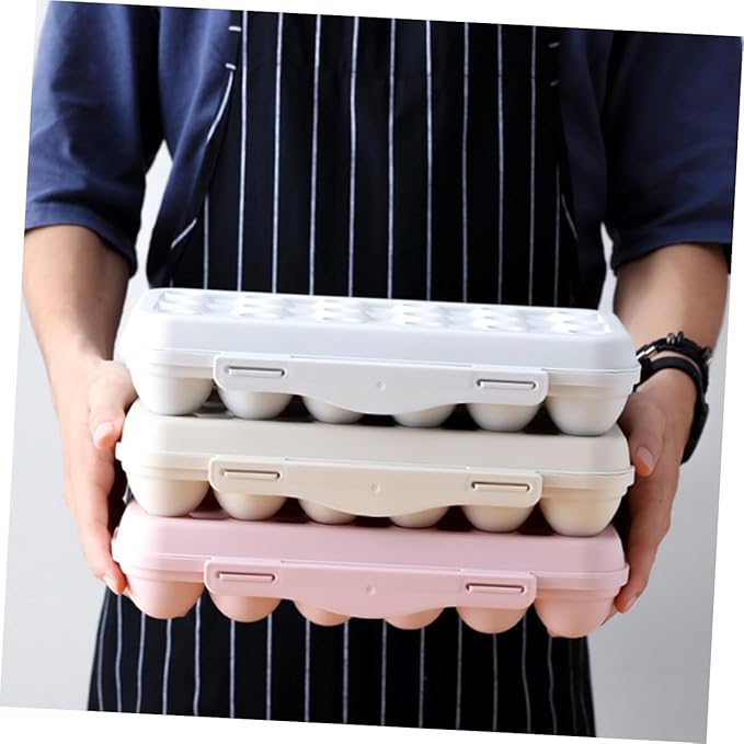 2pcs Stackable Egg Storage Box Shatterproof Container for Refrigerator Material Khaki for Organizing Duck Eggs
