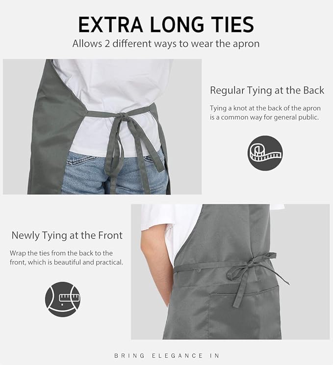 Syntus Adjustable Bib Apron with 2 Pockets Cooking Kitchen Aprons for Women Men Chef