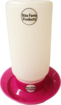 Pink RITE FARM PRODUCTS Waterer Base & Poly Quart JAR Poultry Chicken Chick Drinker
