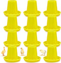 12 Pack Small Chicken Feeder and 1.5L Baby Chicken Waterer Set Bulk Chick Feeder Chick Drinker for Poultry Ducks Goose Quail Pigeons (Feeding)