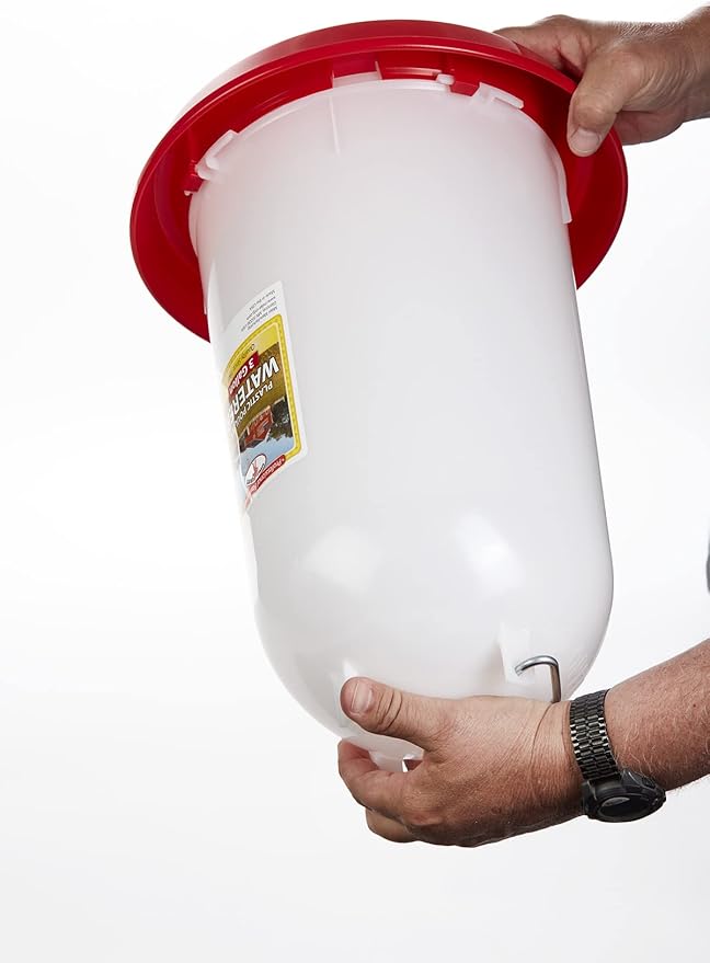 Little Giant® Plastic Poultry Drinker | Heavy Duty Plastic Gravity Fed Water Container Jar | Chicken Waterer with Handle | 3 Gallon