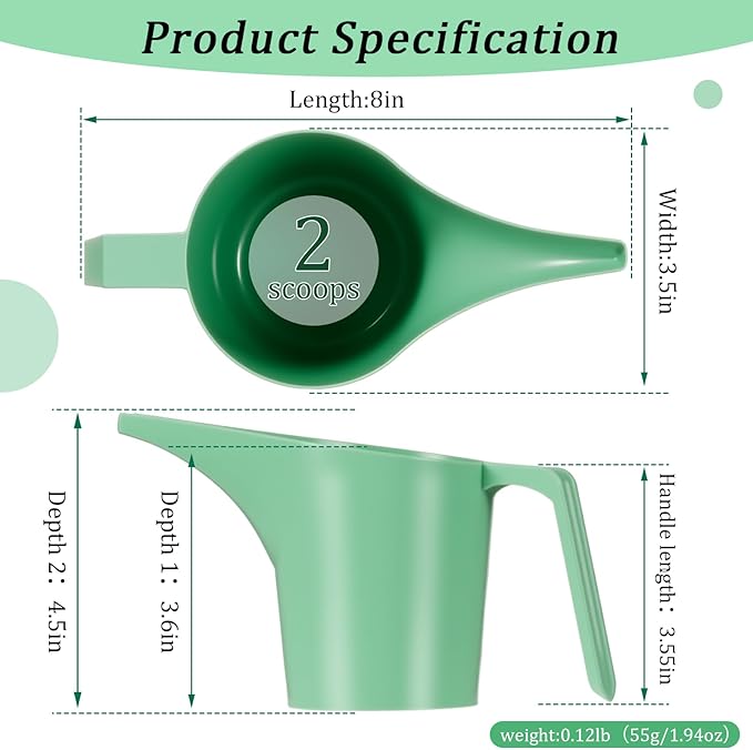 2 Pcs Bird Seed Scoop, Pet Food Bird Seed Scoop Large Capacity Suitable Narrow Spout Suitable for Tube Feeders for Filling Avian Birds Feeders Small Animal Food(Green)