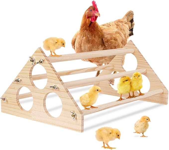 Chicken Roosting Bar Wood, Chick Training Perch Stand Wooden, Coop Brooder Entertainment Toy Jungle Gym, 16.14 X 10.63 X 7.08’’