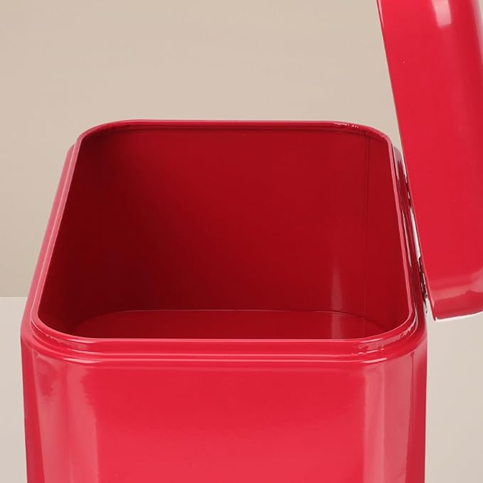ibasenice Retro Metal Bread Box Kitchen Organizer Grain Storage Container Red Iron Bread Bin for Pantry Countertop Home Use