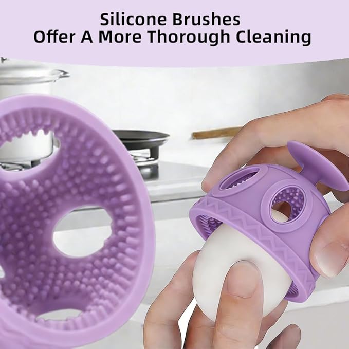 Layver Egg Brush Cleaner, Egg Cleaner Scrubber for Fresh Eggs, Silicone Egg Washer, Multipurpose Washing Egg Tool for Fruits and Vegetables (Purple)