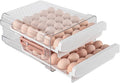 Sooyee 60 Capacity Egg Container for Refrigerator, Household Egg Holder for Fridge, Transparent 2 Drawers Chicken Egg Storage Container,White