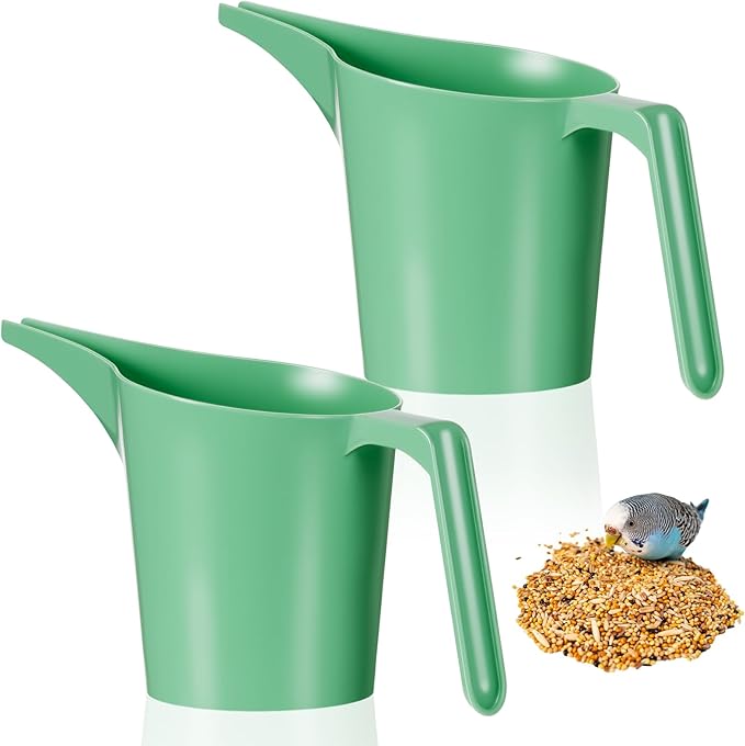 2 Pcs Bird Seed Scoop, Pet Food Bird Seed Scoop Large Capacity Suitable Narrow Spout Suitable for Tube Feeders for Filling Avian Birds Feeders Small Animal Food(Green)