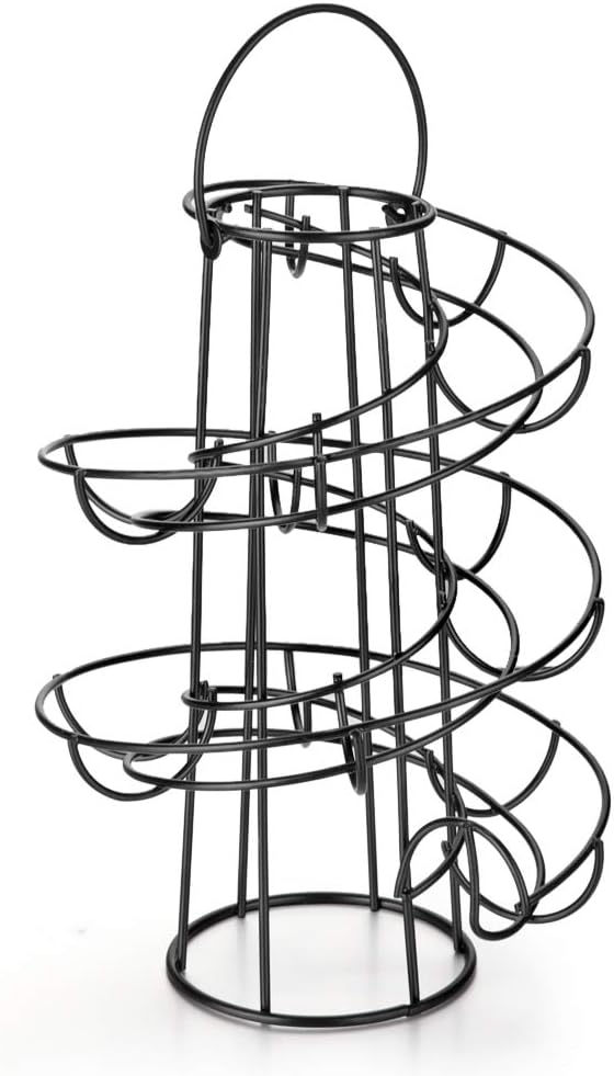 Spiral Egg Skelter Dispenser Rack Metal Storage Holder Display Countertop Black