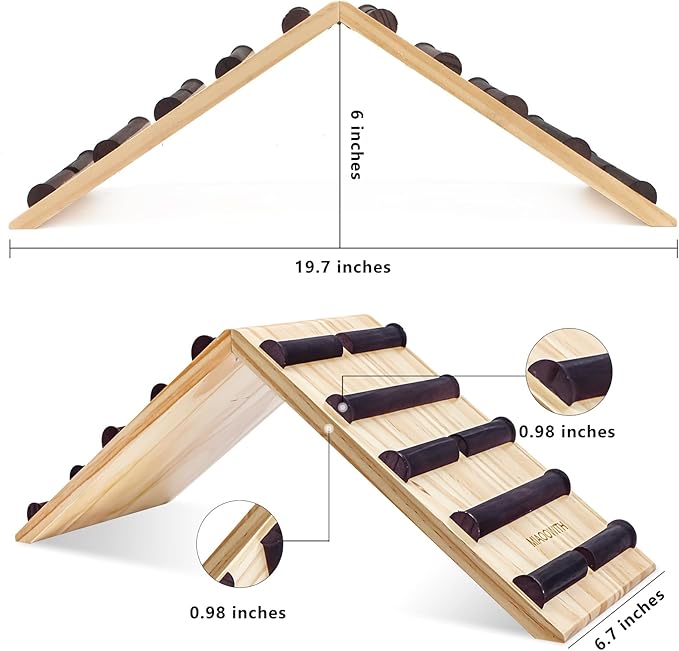 Chicken Perch and Ramp Trainer, 2 in 1 Sturdy Wooden Chicken Roosting Bar, Baby Chick Toys for Brooder, Chicks Coop Accessories,Training Perch for Chick Small Animal, Easy to Assemble