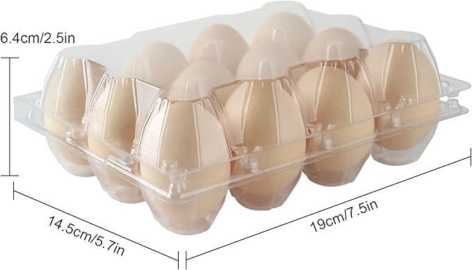 Plastic Egg Cartons Bulk, 48 Packs Empty Clear Plastic Egg Carton Holds Up to 12 Eggs, Reusable Chicken Egg Tray Holders for Family Pasture Chicken Farm, Business Market Display,