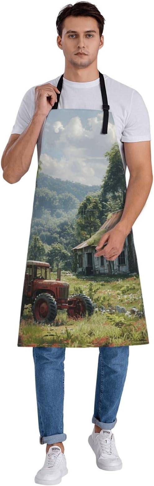 Kitchen Aprons for Men Women Waterproof Apron with 2 Pockets Cool Steampunk Gears Apron Adjustable Bib Aprons
