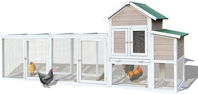 122" Large Wooden Chicken Coop with Run for 3-5 Chickens, Outdoor Chicken Coop with Nesting Box, Waterproof Hen House Pet Rabbit Hutch for Backyard Poultry