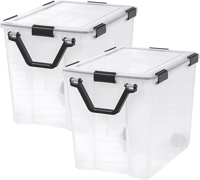 IRIS USA 4 Pack 103 Qt Storage Bins Plastic Gasket Box with Tight Latching Lids