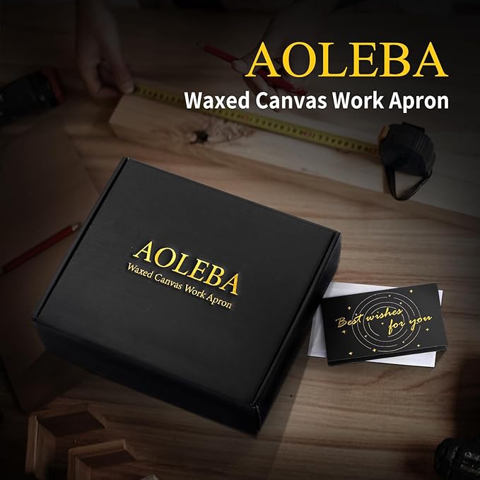 AOLEBA Woodworking Apron for Men,Heavy Duty Waxed Canvas Work Tool Apron with 12 Tool Pockets for Workshop, Mechanic, Carpenter, Blacksmith, Mens Aprons Gifts for Dad Father Men (Khaki)