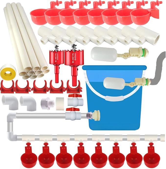 Automatic Chicken Water Cups,Chicken Water Feeder,Complete Set Pipeline Automatic Chicken Waterer System for Chick Duck Quail