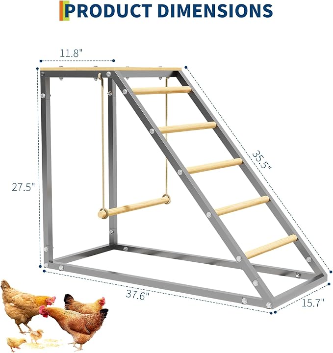37.6"x15.7"x27.5"Chicken Perch for Coop,Chicken Roosting Bars for Backyard Poultry Farm, Roost Bars for Hen Coop Accessories, Easy Installation
