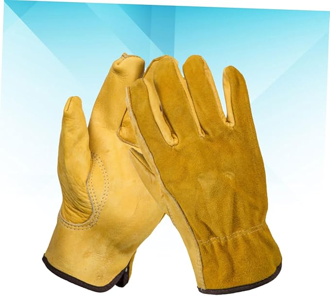 jojofuny 1pair Cattle Leather Protective Gardening Gloves Puncture-resistant for Electric Welding Cowhide Xl Easy to Clean for Garden Work and Handling Tasks
