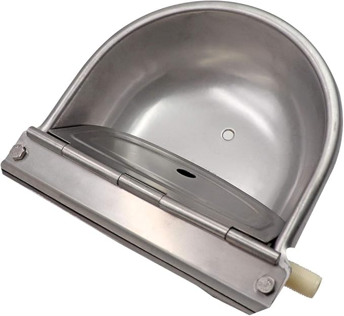 Stainless Steel Automatic Waterer Bowl with Float Valve Automatic Dog Water Bowl Water Trough for Dog Livestock Pig Chicken Goat Waterer with Drain Plug