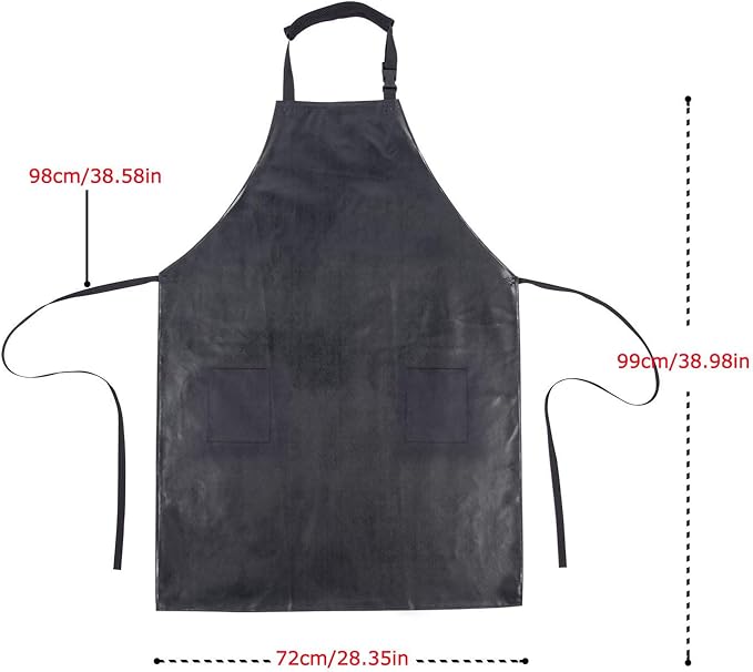 Homsolver Waterproof Rubber Vinyl Apron for Unisex Adult, Adjustable, Lightweight, Chemical Resistant Extra Long Work Apron