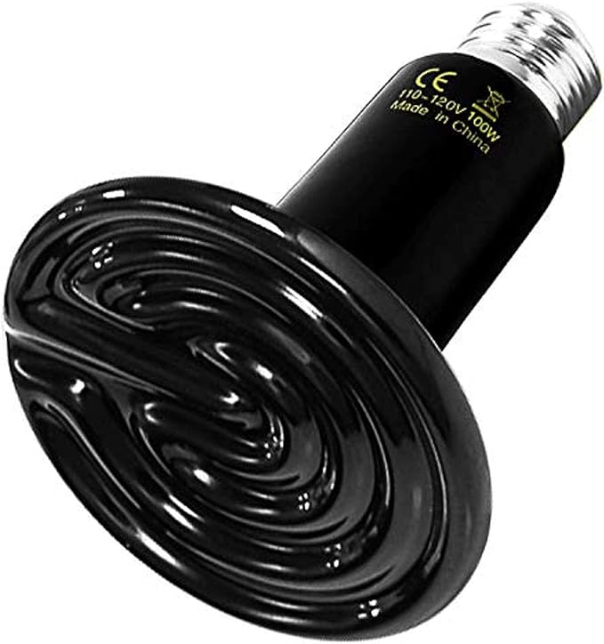 Simple Deluxe 100W Ceramic Heat Emitter Reptile Heat Lamp Bulb No Light Emitting Brooder Coop Heater for Amphibian Pet & Incubating Chicken, 1 Pack,Black