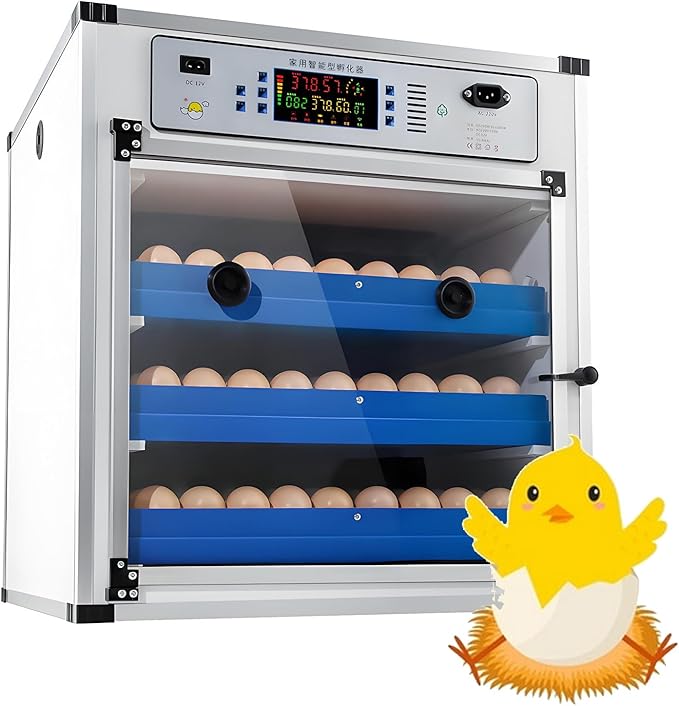 Poultry Pigeon & Game Bird Egg Incubators with Auto Turn & Smart Temp/Humidity Control & Egg Candler Poultry Hatcher Machine for Hatching Eggs Adjustable Rollers for Any Egg Size 204eggs