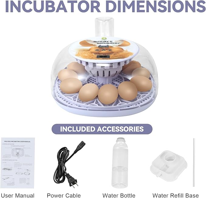 1st Nest - 12 Egg Incubator for Beginners, Auto Egg Turning, Consistent Humidity with Auto-Refill Water Bottle & Stable Temp Control for Hatching Chicken, Goose, Duck, Quail, Pigeon, and Turkey