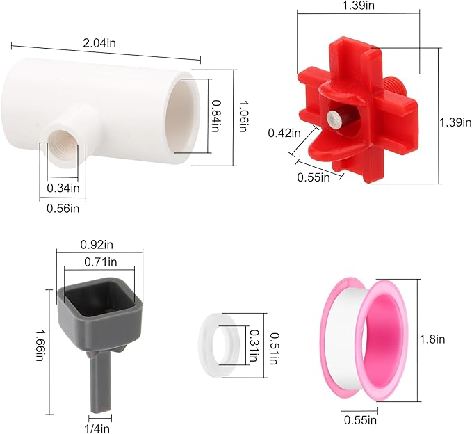EEEKit 12 Pack Chicken Nipple Waterer Kit, Horizontal Automatic Poultry Side Mount Drinker with 1/2" PVC Tee Fittings or DIY Chicken Duck Quail Watering System
