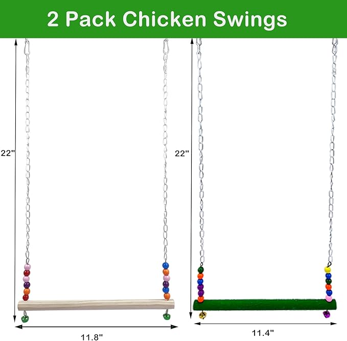 Chicken Toys for Hens, 10 Pack Chicken Toys for Coop, Chicken Mirror Swing Xylophone, Colorful Ladder and Small Toys for Chicken, Vegetable Fruits Hanging Feeder for Chicken Coop Accessories