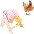 Chicken Coop Accessories, Beak Grinding Calcium Stone with Wooden Stand, Chicken Enrichment Toys, Toys for Hens, Ducks, Geese, Turkeys, Poultry, Pink